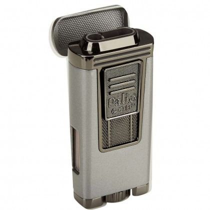 Silver electric shaver with a textured grip and foil head, shown front view.