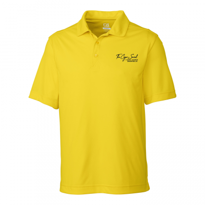 Yellow short-sleeve polo shirt with a small embroidered logo on the chest