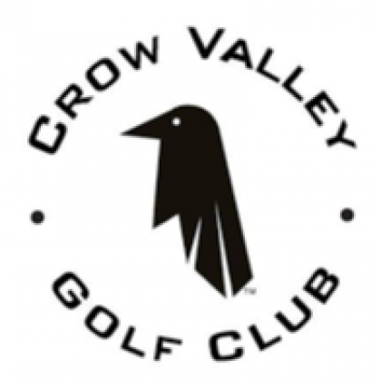 Crow Valley Golf Club logo with a black bird and curved text on a white background