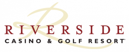 Riverside Casino & Golf Resort logo in red and gold text on a white background