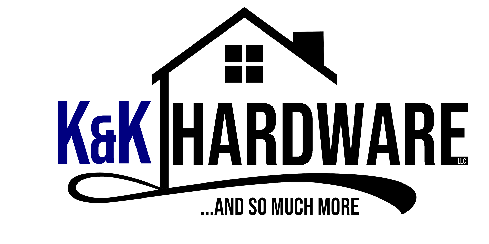 K&K Hardware logo with house roof graphic and slogan “...and so much more”