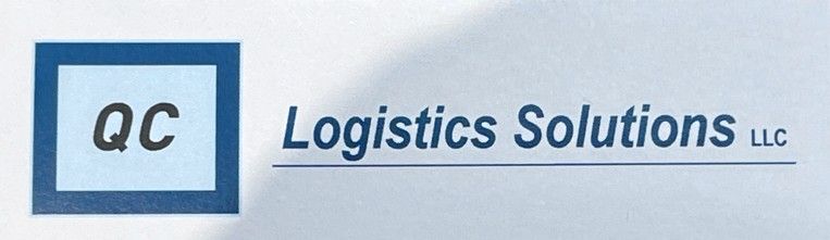 QC Logistics Solutions LLC logo in blue and gray text with a blue square icon