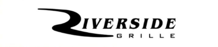 Riverside Grille logo with stylized black text and swoosh on a white background