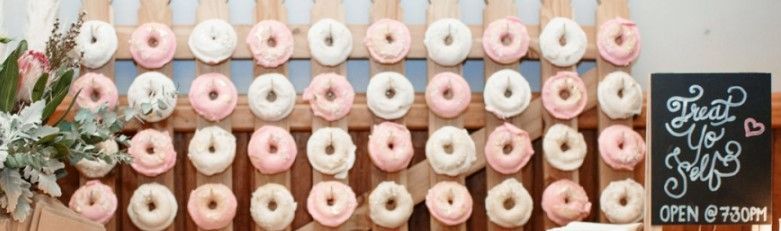 Celebration donut wall at Log Cabin Ranch as featured in Polka Dot Wedding magazine