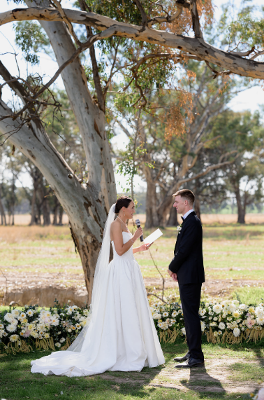 Marriage Celebrant Cheryl Warry Wangaratta - bride and groom sharing a private moment