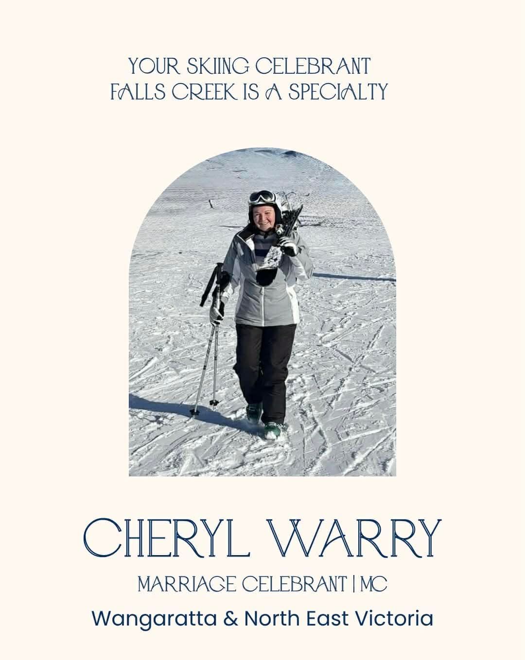 Cheryl Warry the skiing celebrant walking to a ceremony at Falls Creek