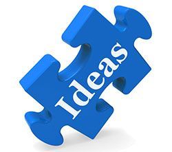 Blue puzzle piece with the word “Ideas” in white text in Columbus Ohio