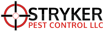 Stryker Pest Control LLC logo with black and red crosshair design and text in Columbus Ohio