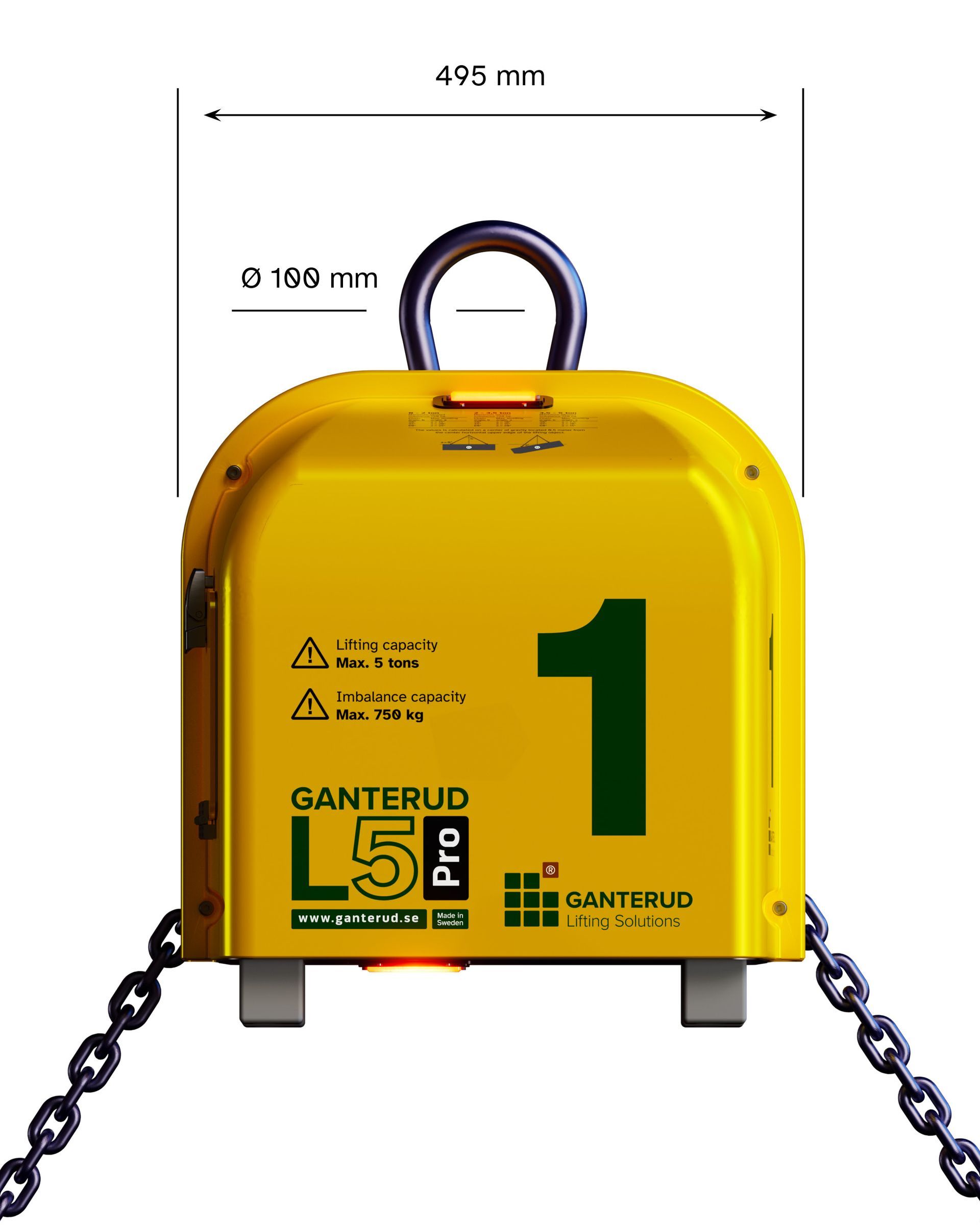 Ganterud L5 Pro Lifting yoke measurements