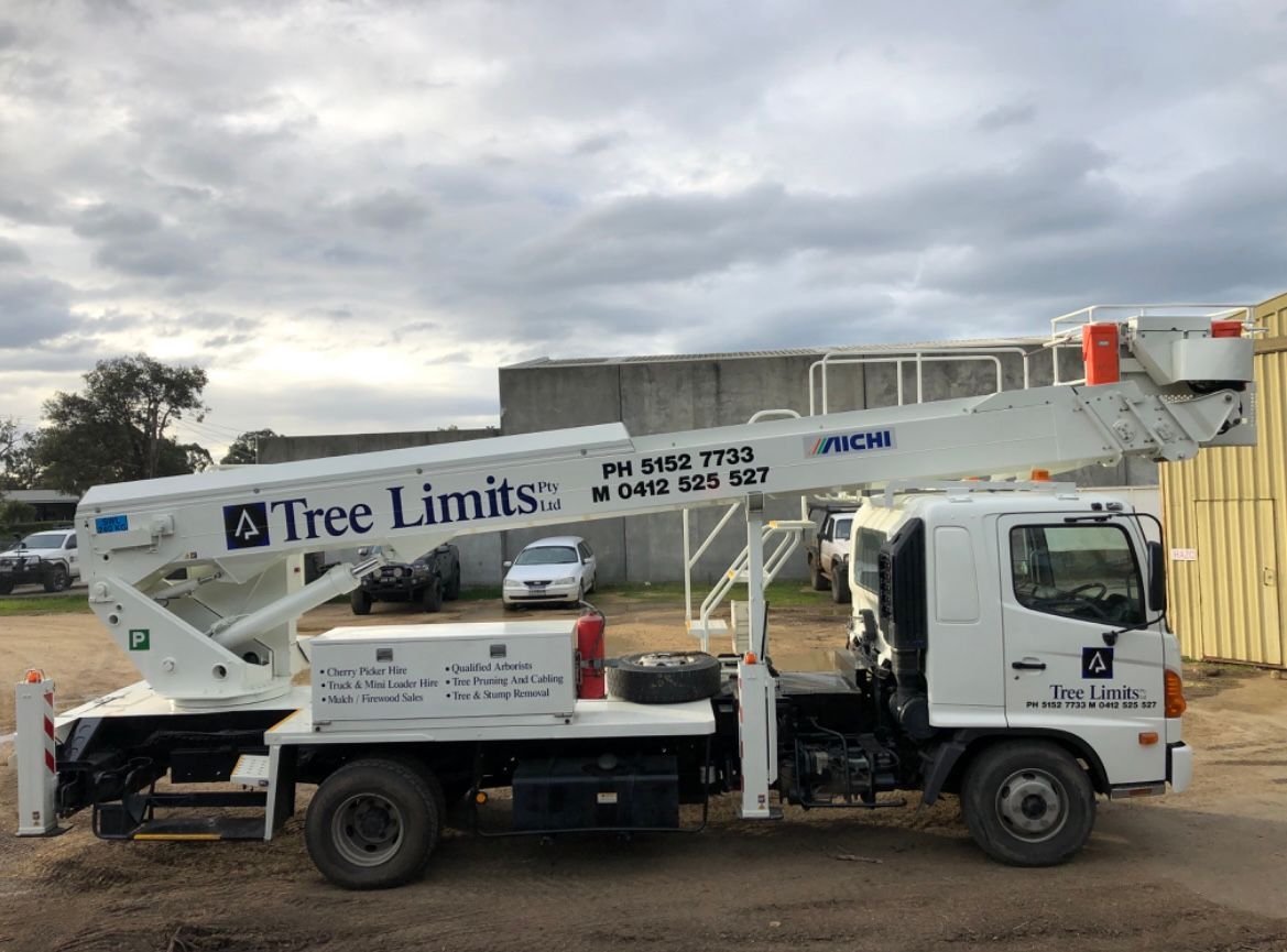 White Tree Limits Cherry Picker Truck.