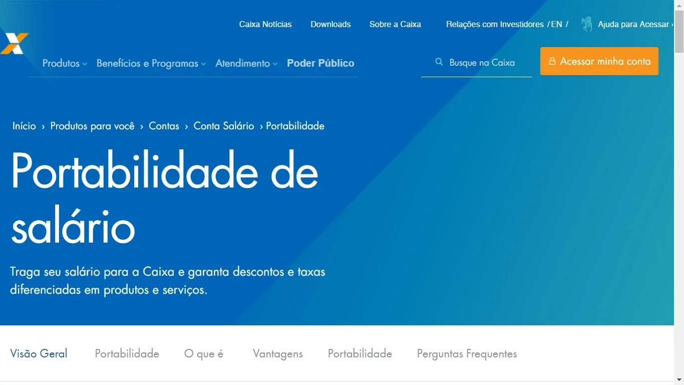 Como fazer a portabilidade de salário para a poupança CAIXA?