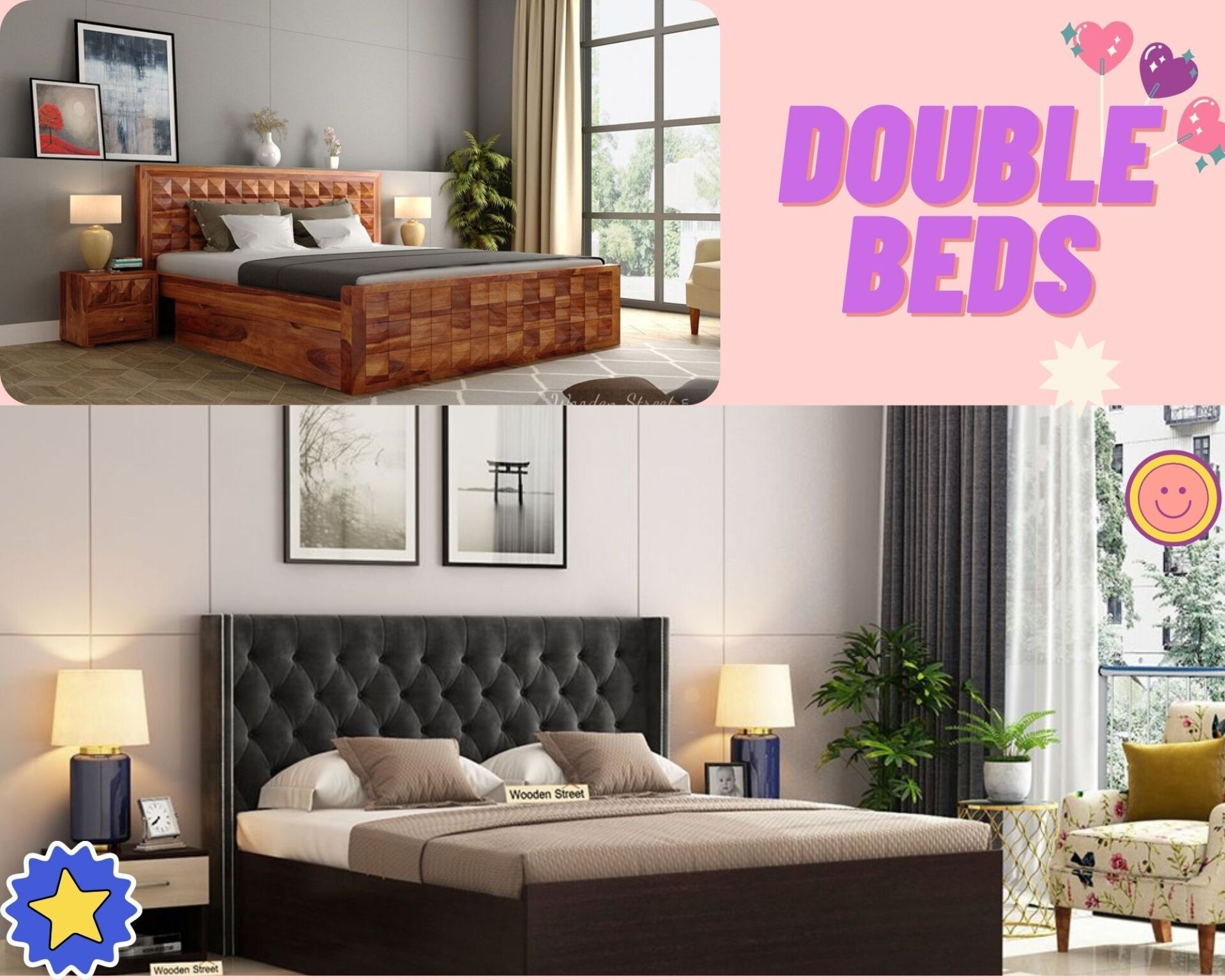 Wooden Double Beds