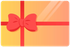 Une carte-cadeau avec un nœud rouge et un ruban.