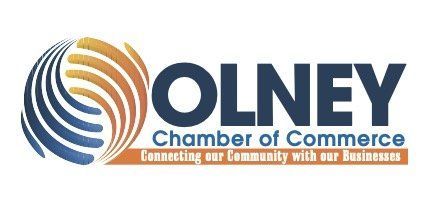 Oliny Chamber of Commerce logo with blue and gold circular emblem and tagline “Connecting our community with our businesses”