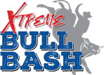 Xtreme Bull Bash logo: red "Xtreme" over blue "BULL BASH" text, with gray bull rider silhouette.