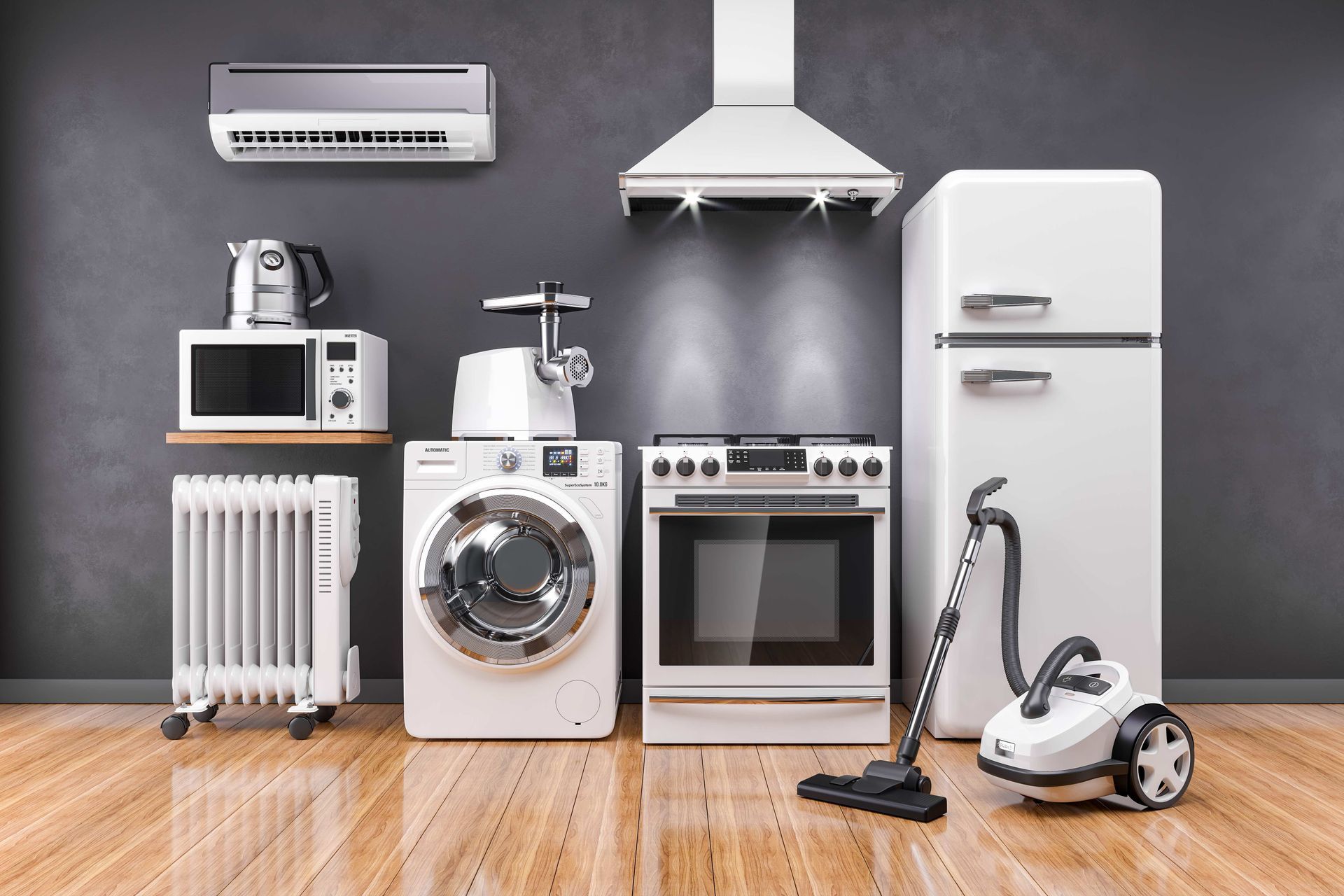 there are many different types of appliances in this room