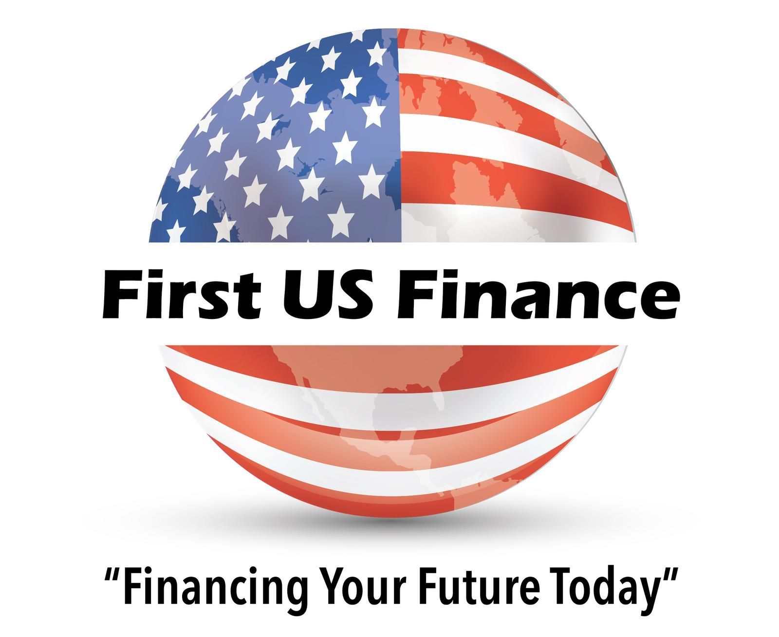 First US Finance logo: American flag globe with company name and tagline.