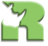 A green letter r with a shadow on a white background