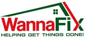 WannaFix logo in red and green with a roof graphic and the tagline “Helping Get Things Done!”