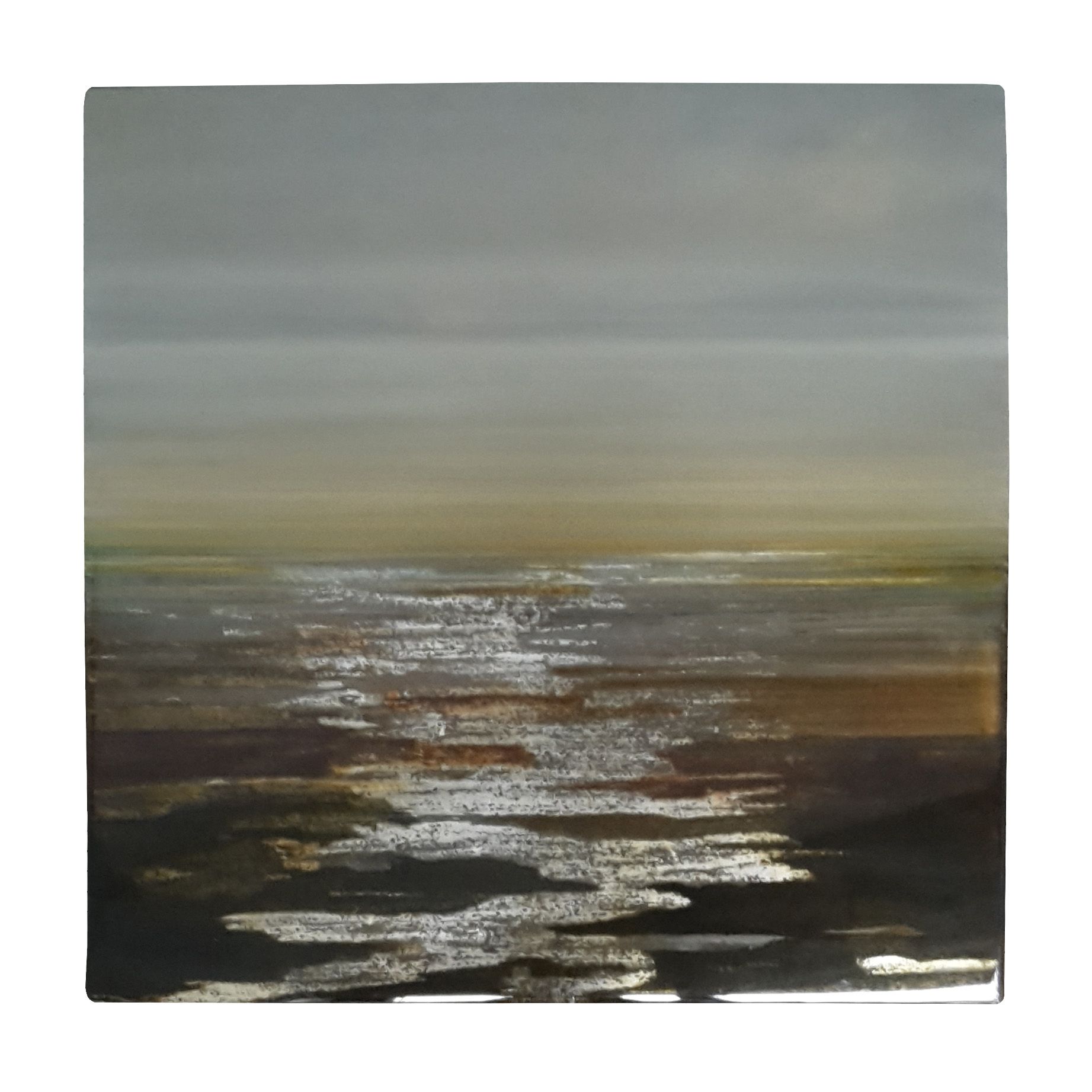 Kunstwerk met de titel w a d e n (Hedendaagse kunst/ abstract expressionisme/ gemengde technieken kunstwerk/ moderne Nederlandse kunst/ natuur geïnspireerde kunst)
