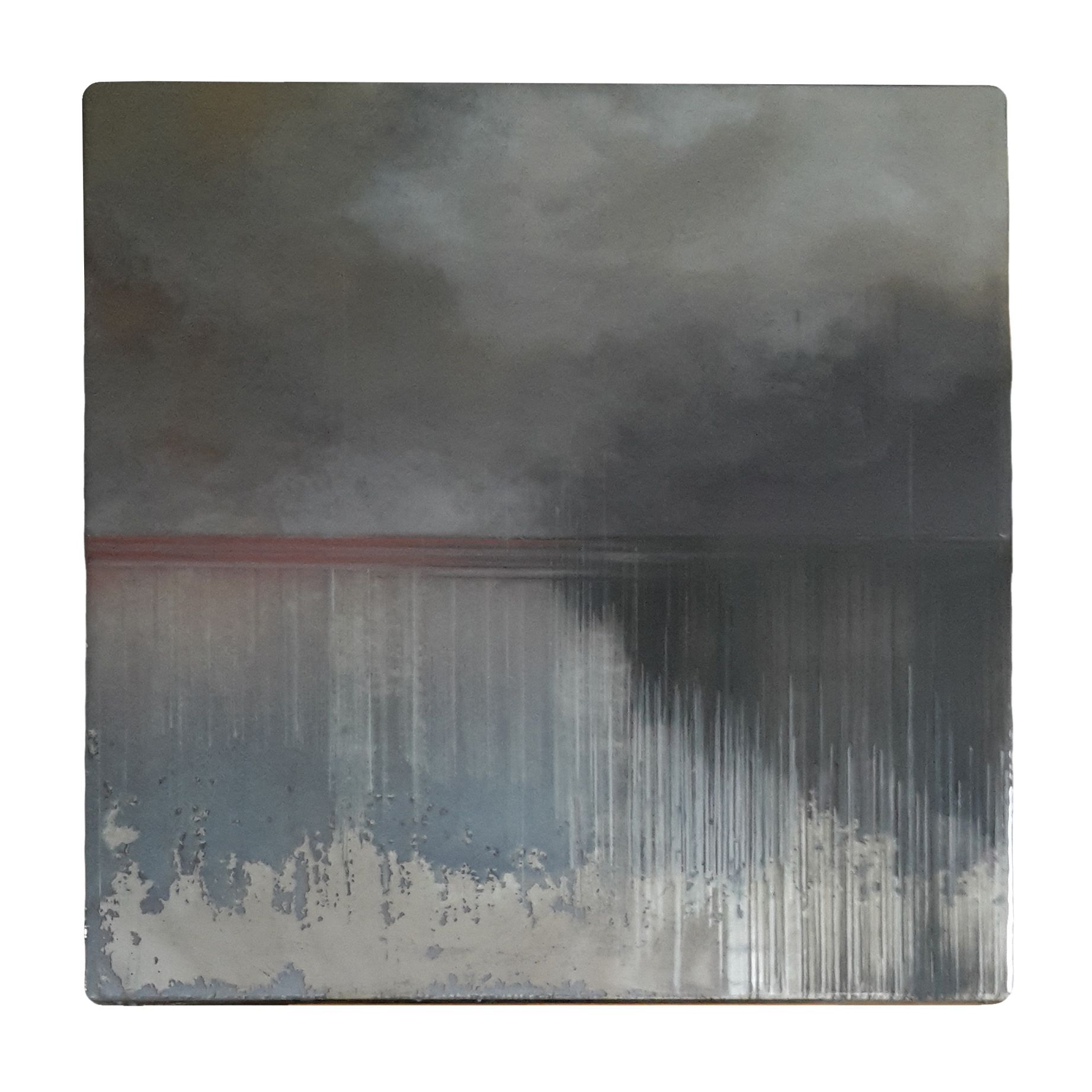 Kunstwerk met de titel ijzige neer slag (Hedendaagse kunst/ abstract expressionisme/ gemengde technieken kunstwerk/ moderne Nederlandse kunst/ natuur geïnspireerde kunst)