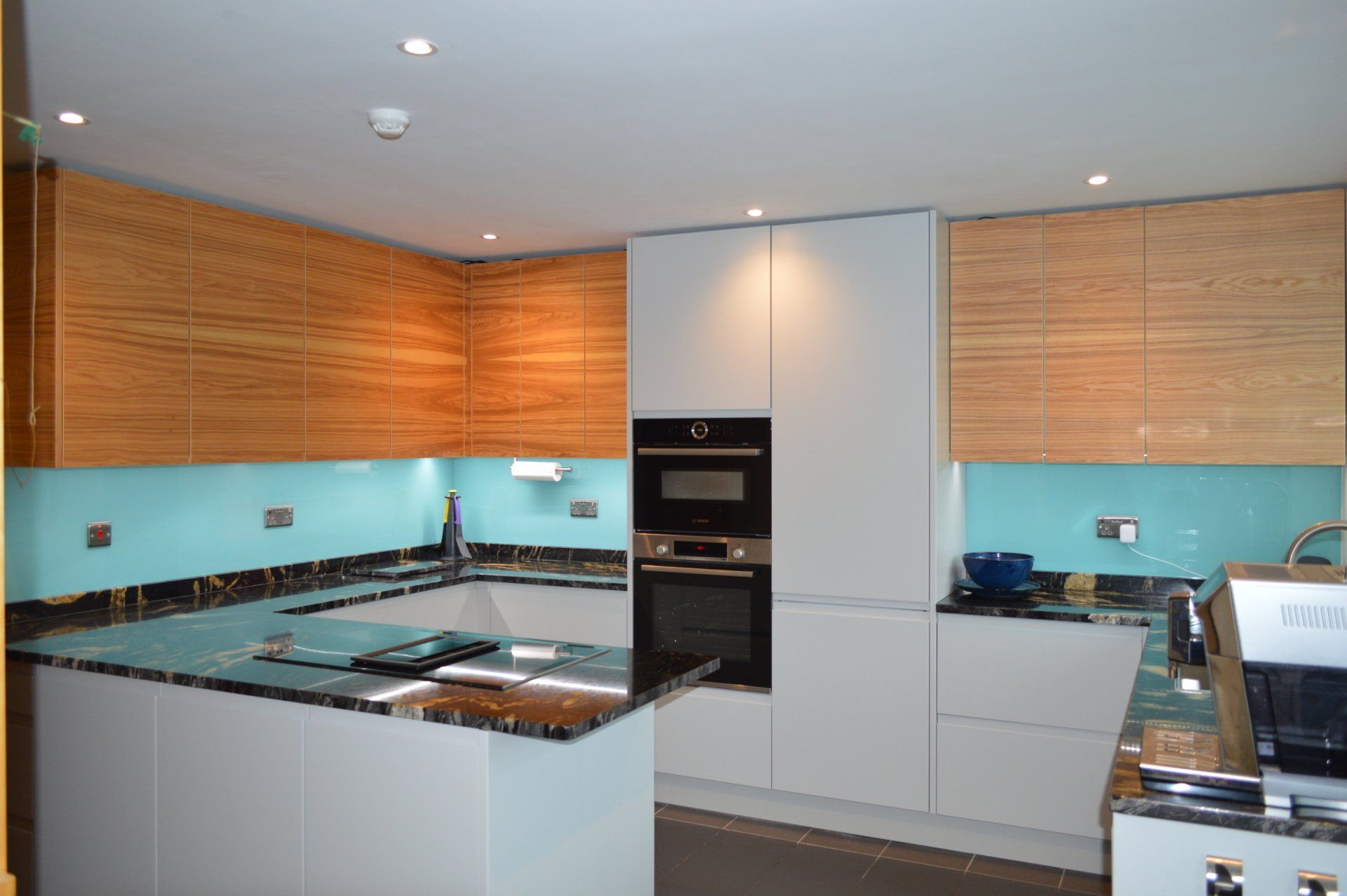 Malmo Light Grey and Bespoke Pattern Matched Olive Ash Kitchen - Dundry