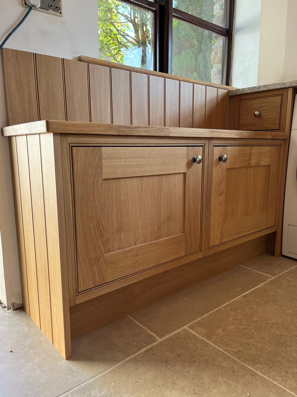 Westminster Oak inframe t&g back panel seating bootroom storage