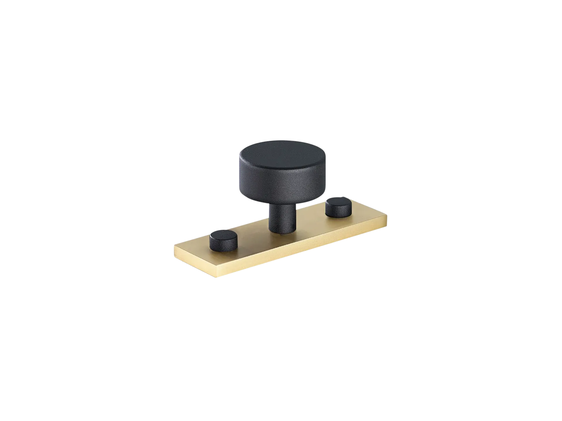 Satin brass and Matt Black plain knob with backplate handle