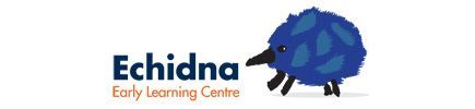 Logo for Echidna Early Learning Centre: Blue echidna cartoon with text.