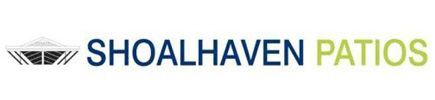 Logo for Shoalhaven Patios with a stylized roof icon and the company name.
