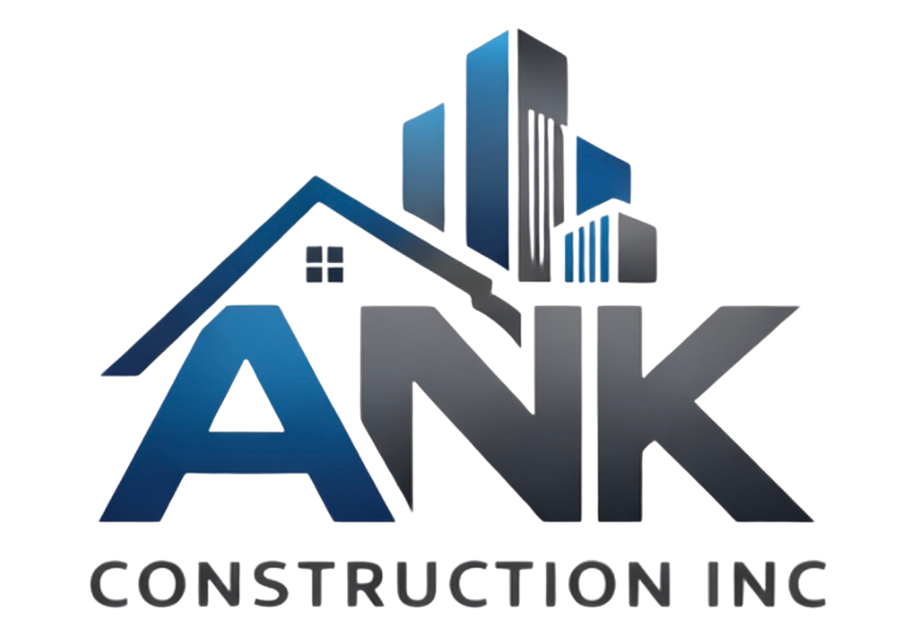 ANK Construction Inc. logo with stylized building silhouettes and the letters ANK in blue and gray.