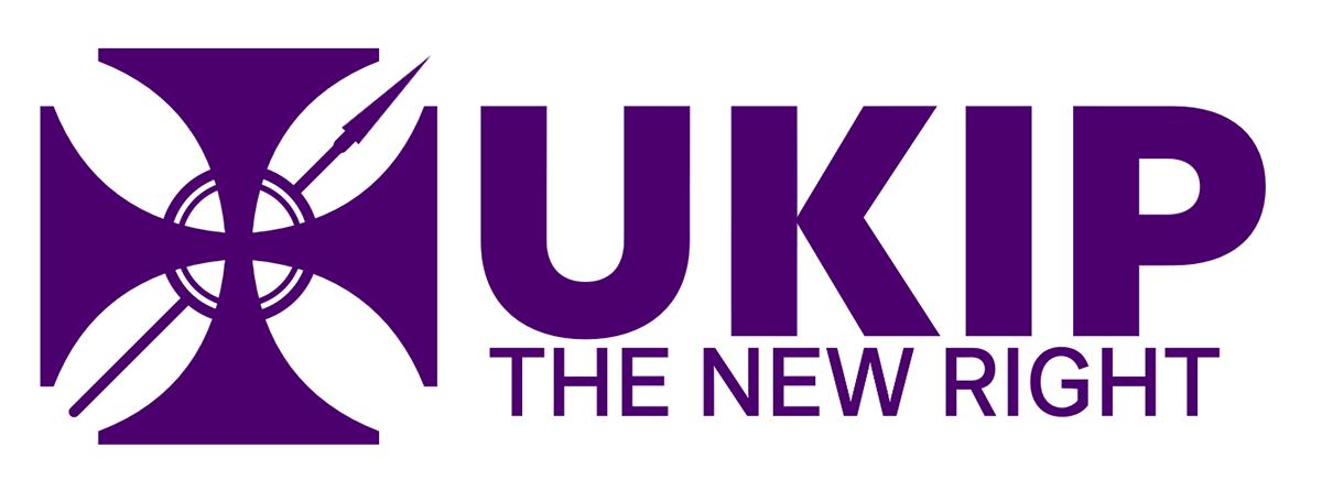 Black Pattee cross with spear and words: UKIP The New Right