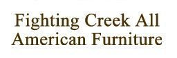 A logo for fighting creek all american furniture