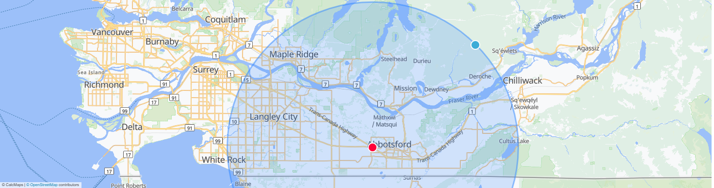 Map of Canada with a blue circle centered over a red marker, potentially indicating a location.