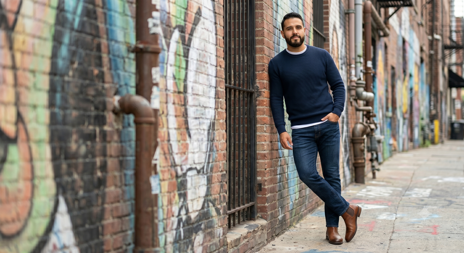 short kings model in stretch jeans