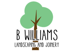 A logo for a company called b williams landscaping and joinery