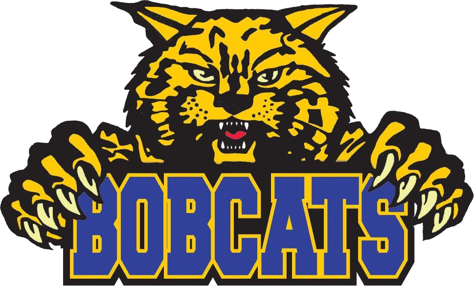 A logo for bobcats with a yellow cat on it