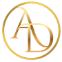 Gold AD monogram inside a thin gold circle on a white background.
