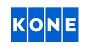 The word kone is written in white on a blue background.
