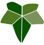 A five-lobed ivy leaf icon made of segmented geometric shapes in varying shades of green.
