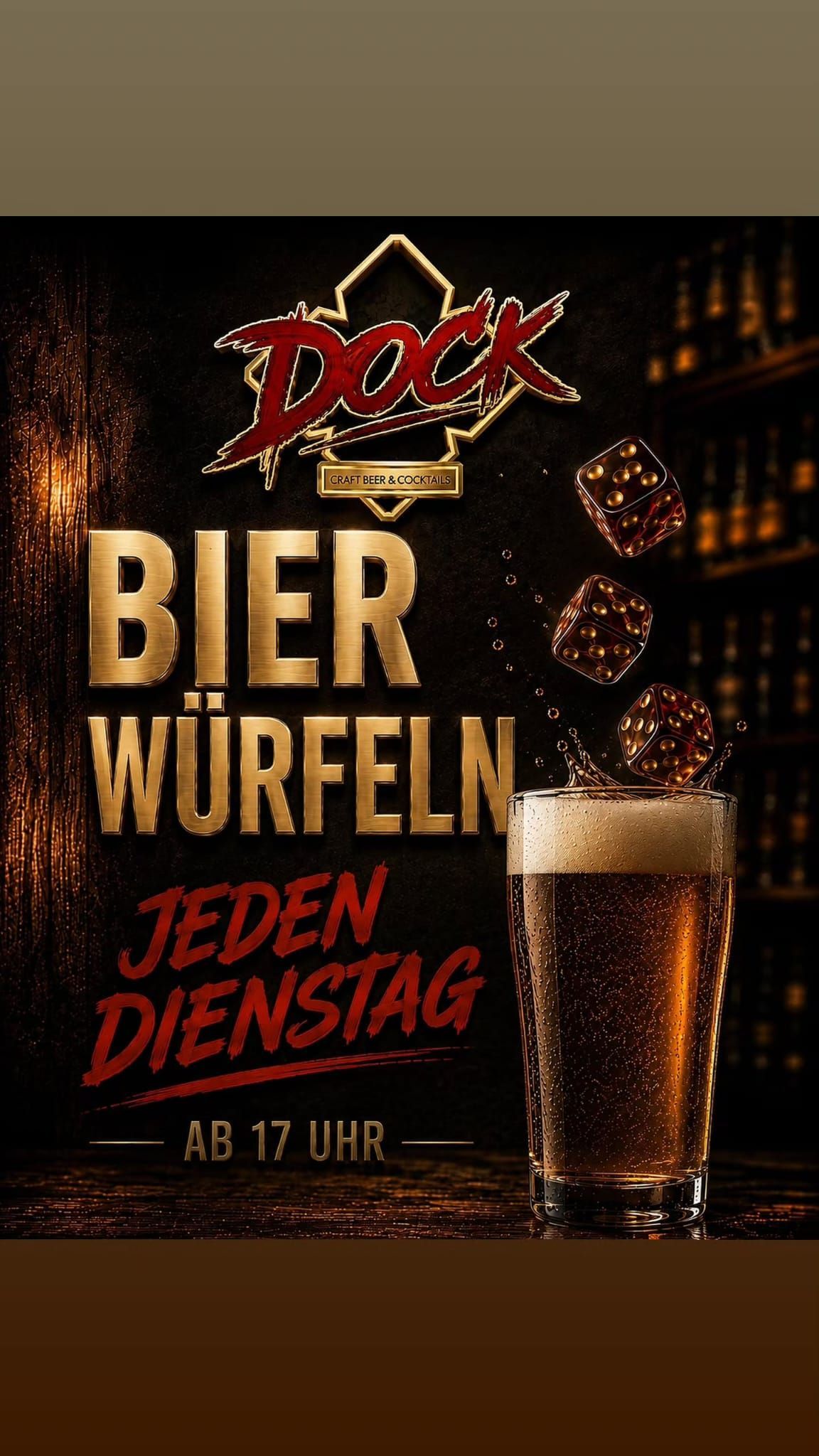 Bierwürfeln – jeden Dienstag ab 17 Uhr in der Dock Bar