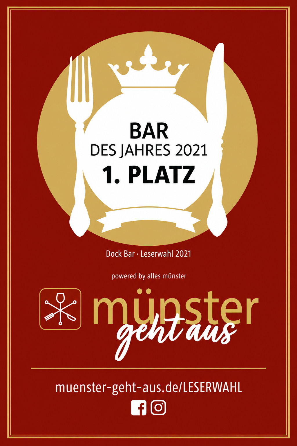 Dock Bar: Bar des Jahres 2021, 1. Platz bei der Leserwahl von Münster geht aus