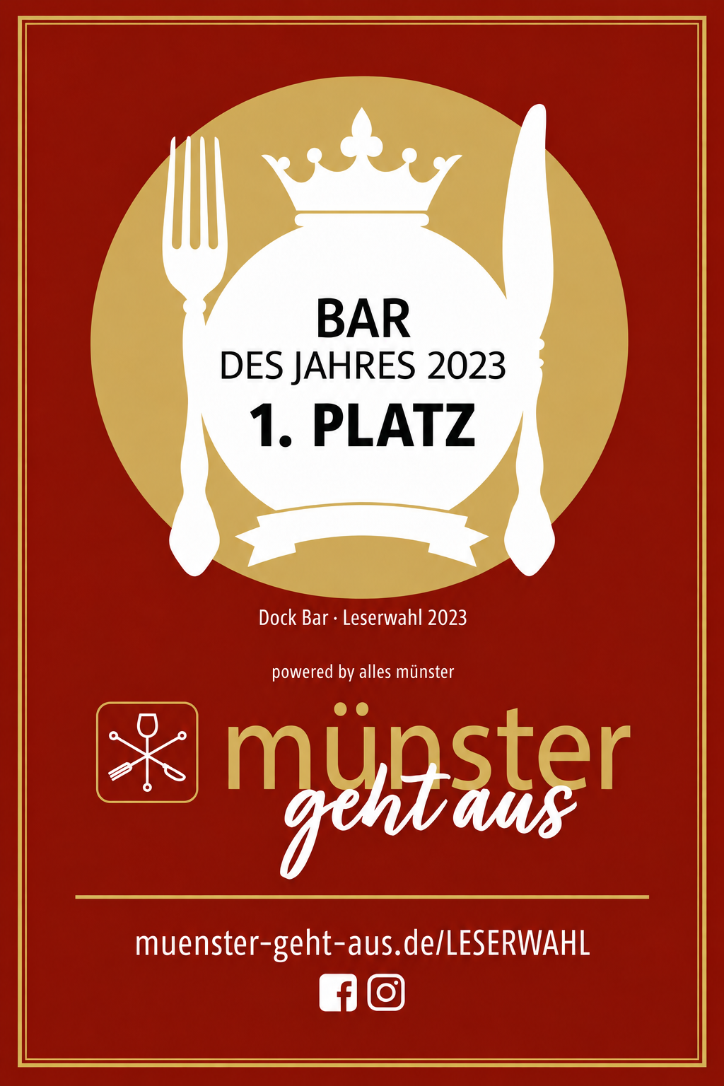 Dock Bar: Bar des Jahres 2023, 1. Platz bei der Leserwahl von Münster geht aus