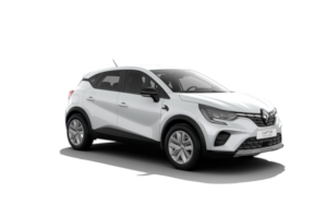 Un'auto bianca è parcheggiata su uno sfondo bianco.
