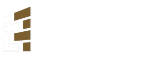 A brown and white logo on a white background.