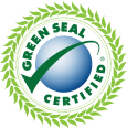 Green Seal certified badge with green laurel wreath and checkmark