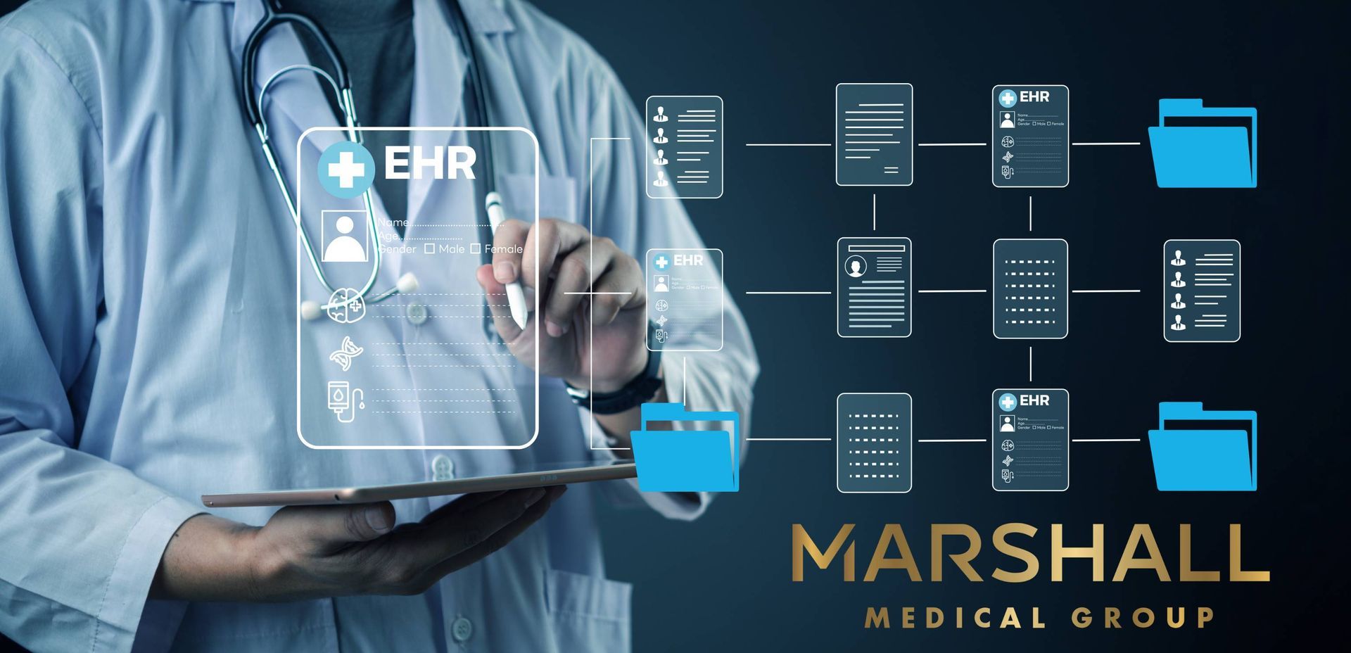 A graphic representation of an overall digital record of healthcare at Marshall Lifestyle Medicine n