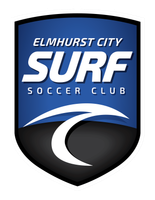 The logo for elmhurst city surf soccer club