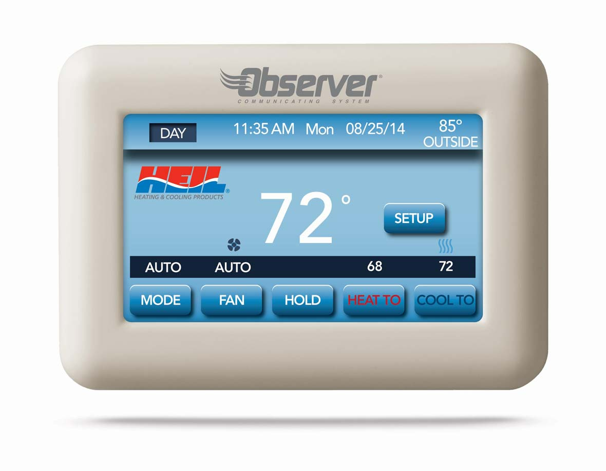 A thermostat that has 72 degrees on it