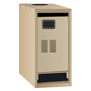 A tan box with a black square on the top of it